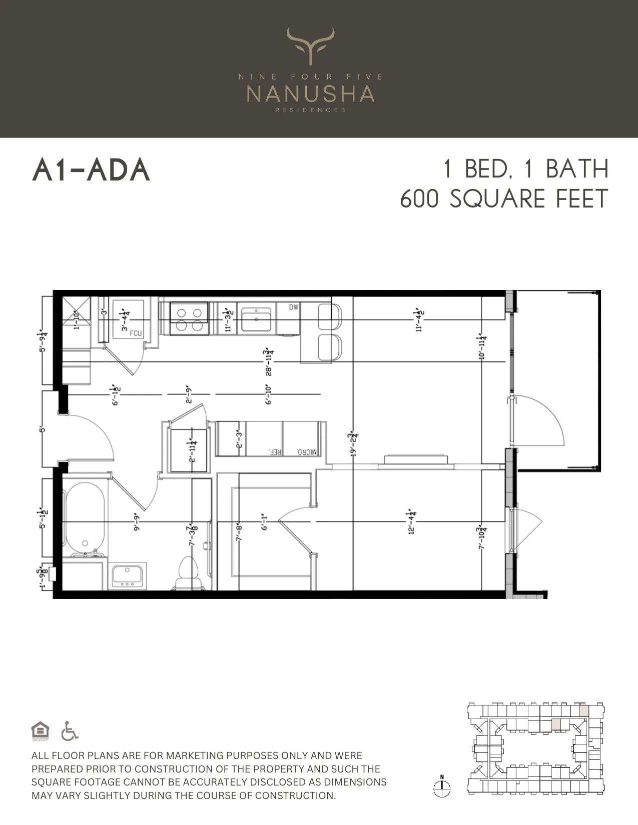A1 ADA-compliant floor plan drawing