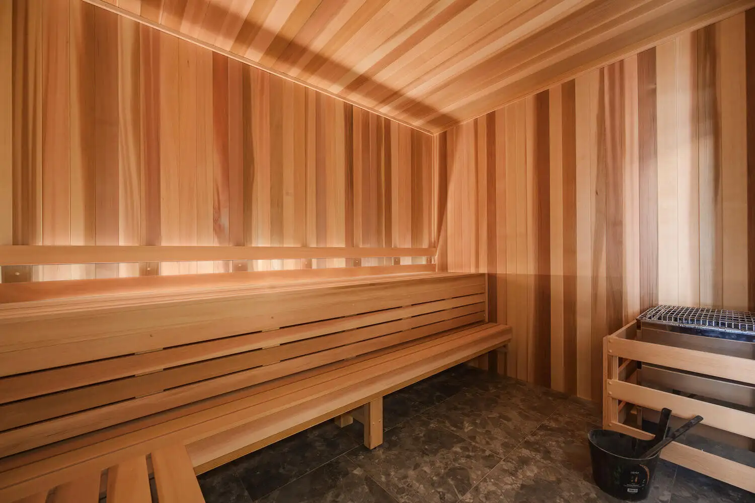 Cedar sauna with tiered benches